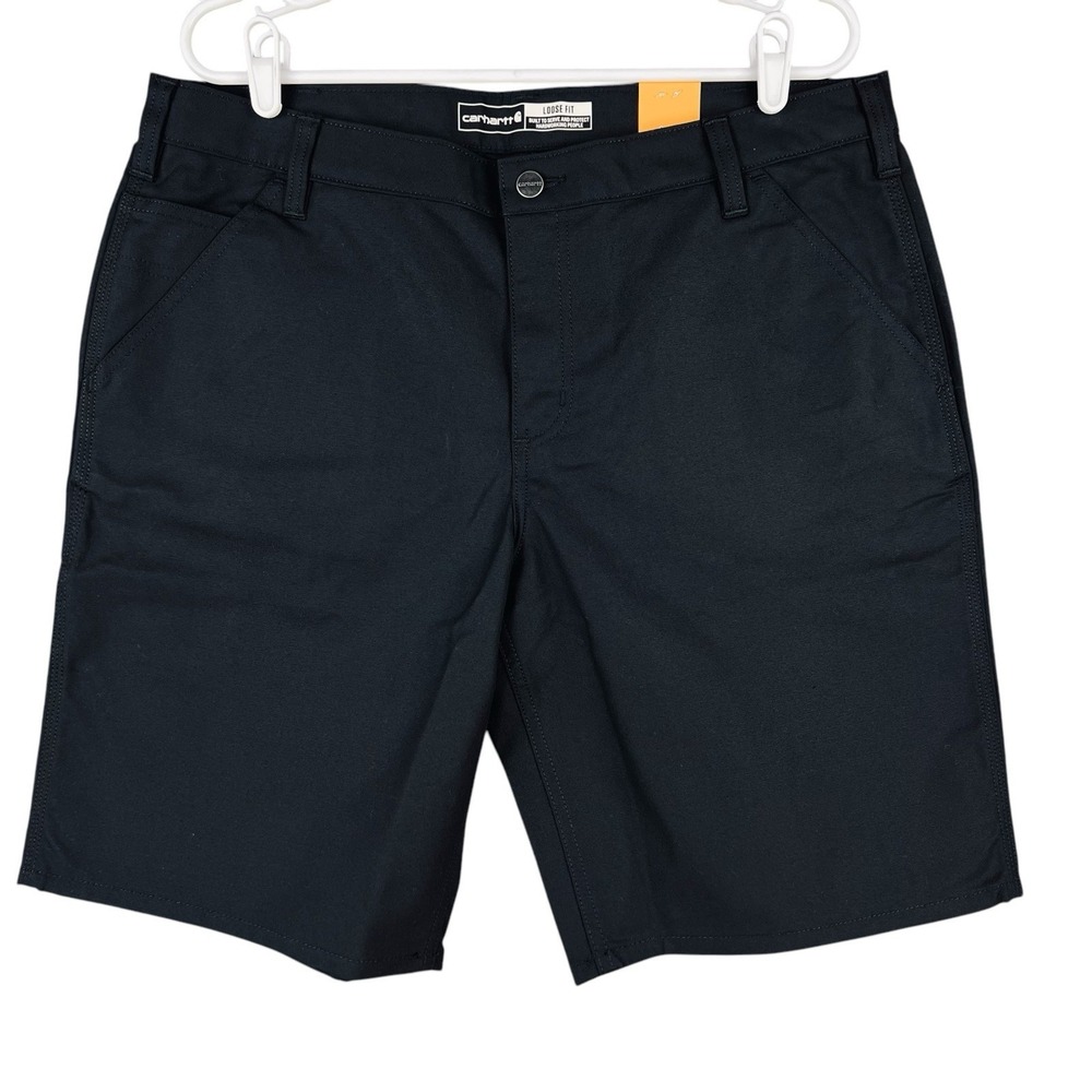 NWT Carhartt Women's Rugged Flex Canvas Utility Work Black Shorts Size 16 Casual